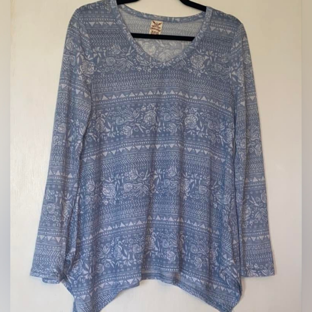 Blue Patterned Women's Top
